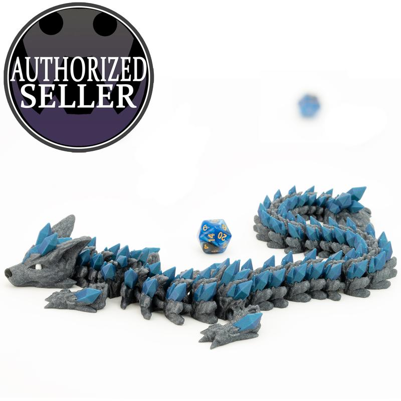 Wolf Crystal Dragon with Boopable Snoot | Articulating 3d Printed Dragon perfect for Home Decor and Desk Fidget