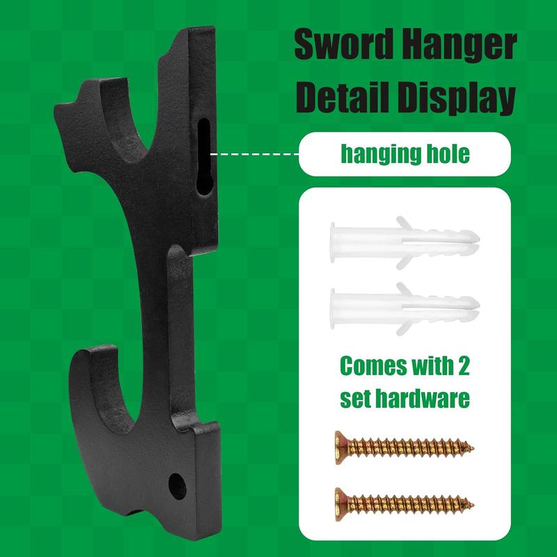 Sword Holder Wall Mount 2-Tier Hook Katana Holder Adjustable Display Hanger for Samurai Sword Tanto Rapier light saber Cosplay Blade Tanjirou Demon Slayer Weapon Rack Organiser Hangable