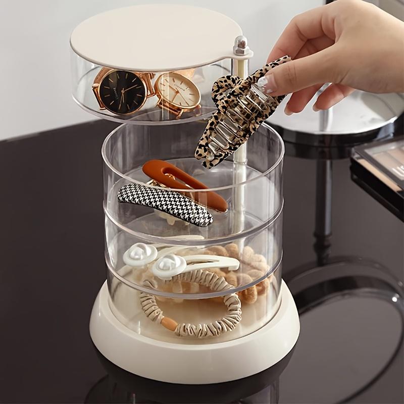 24-hour shipping Rotating Jewelry Organizer with Lid - 4 5 Tier Transparent Storage Box for Earrings, Necklaces, Bracelets & Hair Accessories, Jewelry Boxes