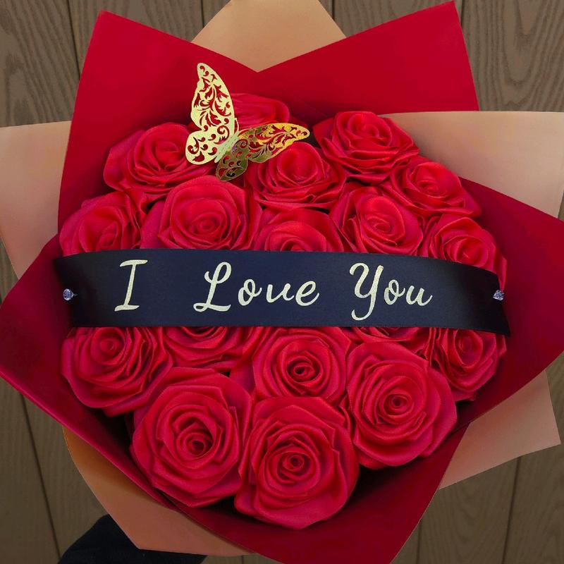 I Love You 18 Eternal Rose Bouquet Gift Flower Roses Decor Decorative rosas eternas arrangement room liston ribbon roses