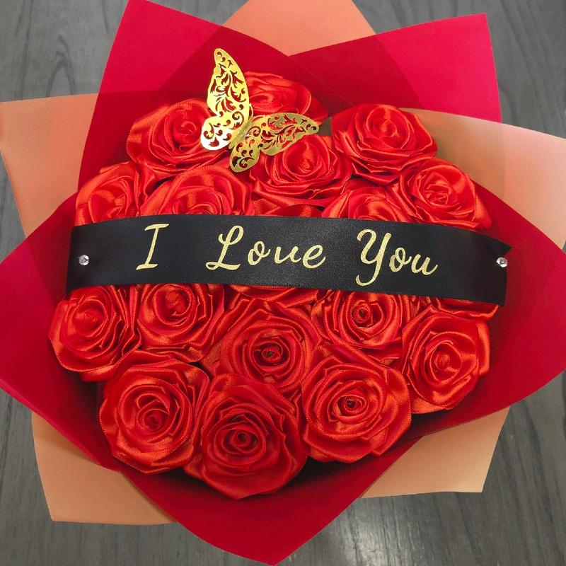 I Love You 18 Eternal Rose Bouquet Gift Flower Roses Decor Decorative rosas eternas arrangement room liston ribbon roses