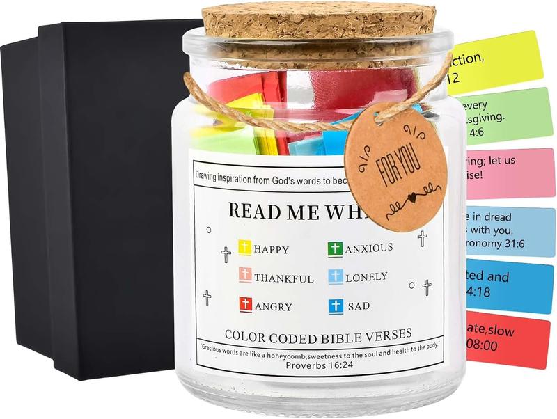 Bible Verse Jar,Read Me When Bible Verses Jar for Emotions and Feelings,Scripture Prayer Cards Hope Jar,Religious Graduation Gift mindfulness gratitude