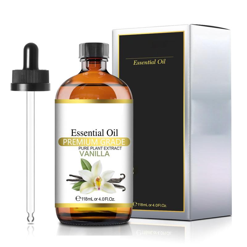 Vanilla Essential Oil 118 ml Premium Vanilla Oil with Glass Dropper, Great for Diffusers, Aromatherapy, Candle Making, DIY Soap - 4Fl.Oz Fragrance Gift