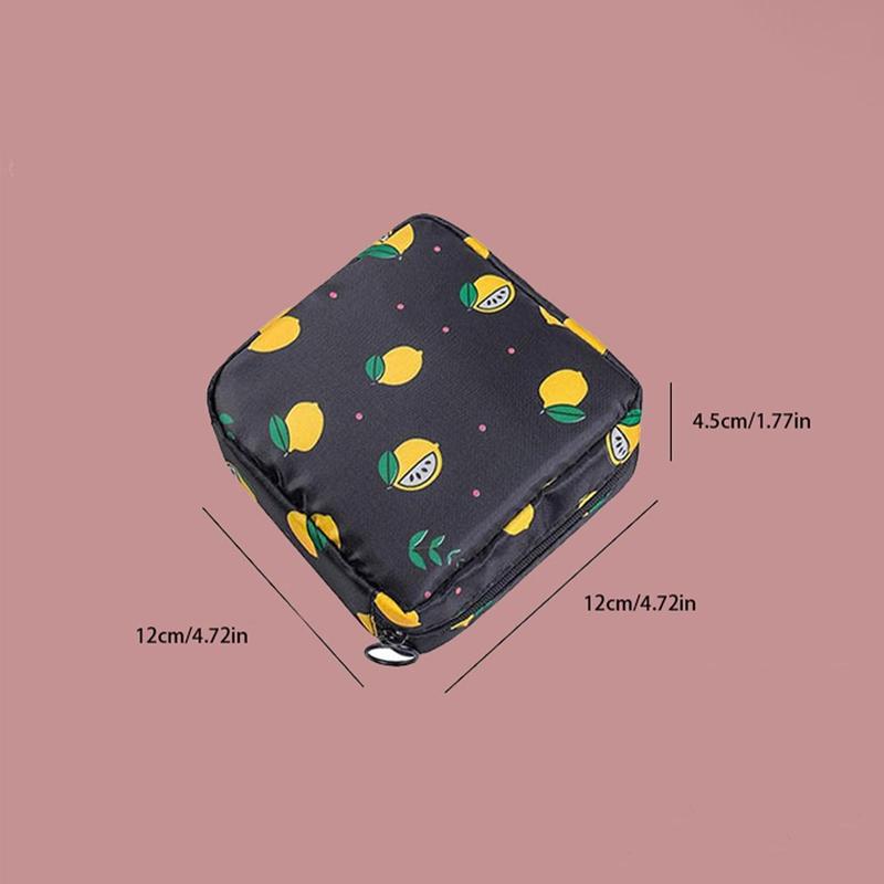 Portable Storage Bag, 1 Count Cartoon Pattern Zipper Data Cable Storage Bag, Travel Sanitary Napkin Bag