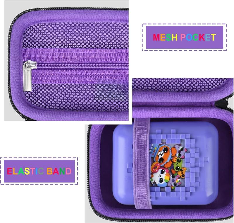 Carrying Case for Bitzee  Interactive Toy Magicals Interactive Toy Digital Pet, Gifts For Virtual Pet Enthusiast Girls & Boys, Travel Case with Mesh Pocket for Battery, Cable,Black+Purple