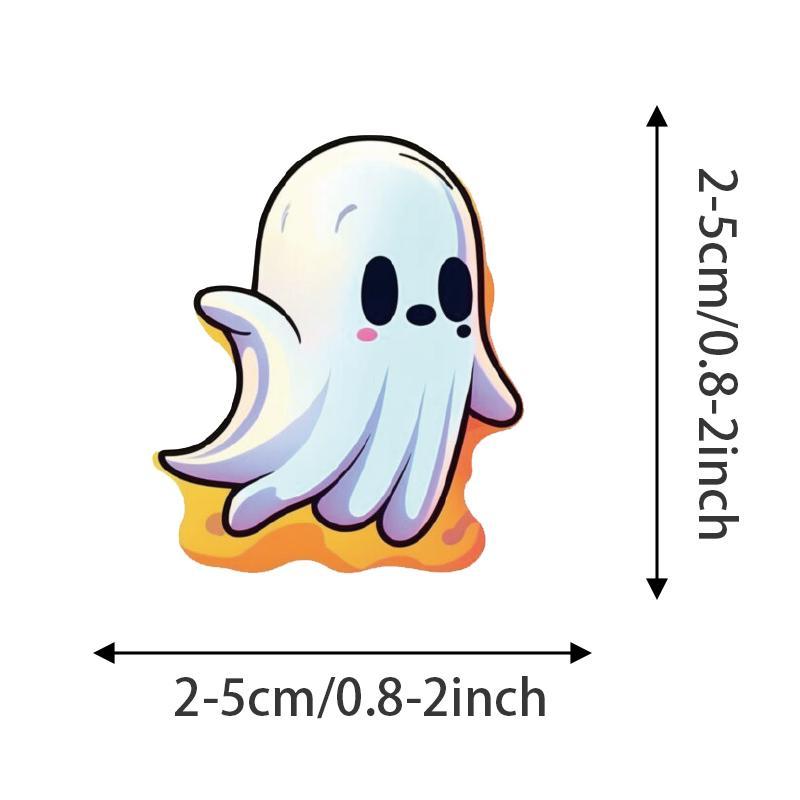 Cute Ghost Pattern Sticker, 100pcs Cartoon Ghost Decorative Sticker, DIY Decals for Water Bottle, Laptop, Phone Case, Scrapbooking, Journal Making