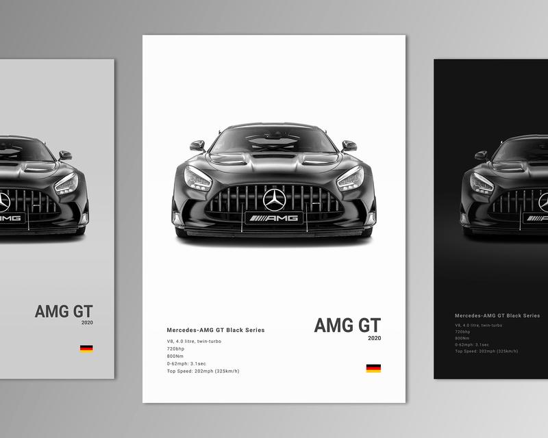 Mercedes-AMG GT Black Series Poster No Framed Prints, Gifts For Men, Vintage Cars Posters, Car Lovers Gifts, Car Wall Art Room Decor