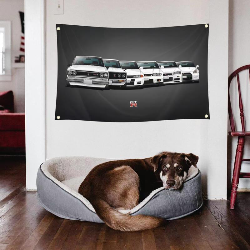 GTR Car Flag 3x5 ft for GTR JDM Fans Polyester Wall Tapestry Poster Decor Print