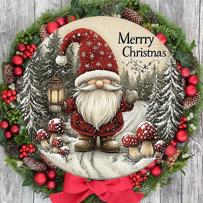 Merry Christmas Round Wooden Hanging Sign, Santa Claus Pattern Hanging Decor, Wall Hanging Decor for Home Living Room Bedroom