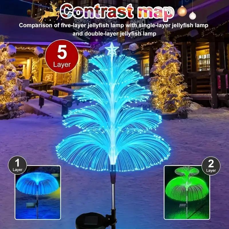 Christmas Solar Powered Tree Shaped Light, 2 4Counts Waterproof LED Decorative Light,Outdoor Decorative Light for Garden Path HolidayDecoration