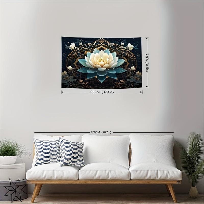 Christmas 2024 Ornament - Vibrant Lotus Pattern Polyester Tapestry - Wall Hanging Decor for Living Room, Bedroom, Office - Easy Installation, Perfect for Home, Room, Party Decoration