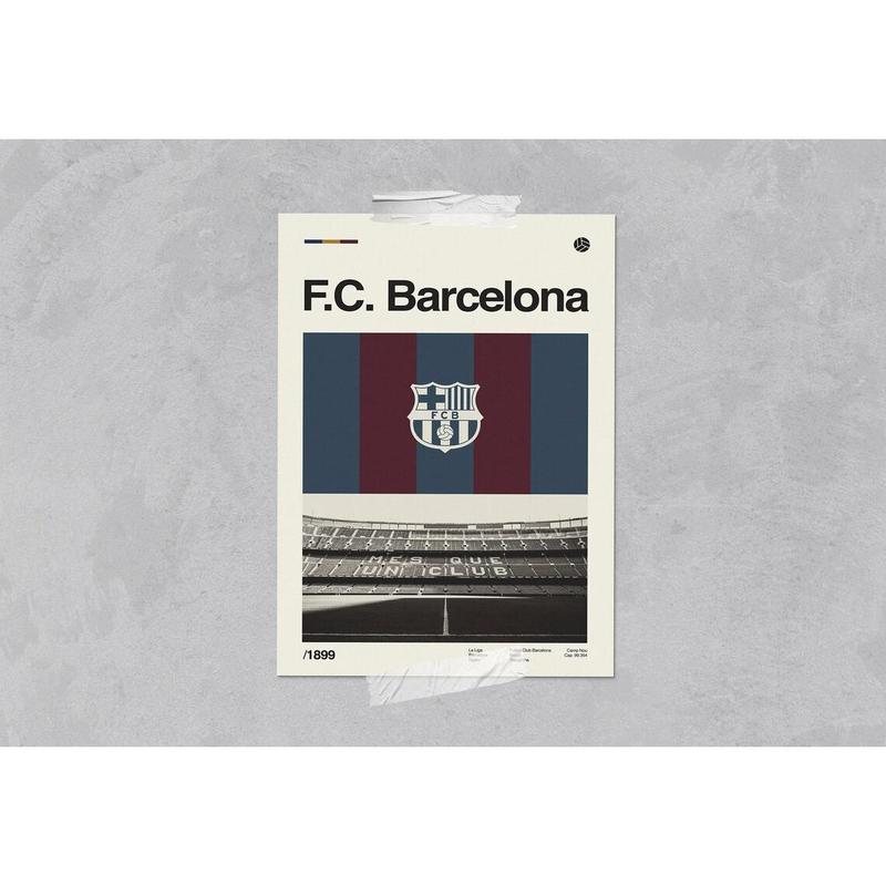 FC Barcelona Poster, Camp Nou Stadium Poster, Football Posters, Soccer Print Poster Unframe