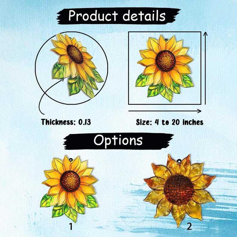 Sunflower Suncatcher window Hanging Sunflower Ornament, Flowers Suncatcher, Sunflower Window Hanging Indoor Outdoor Home Flower Garden Decor