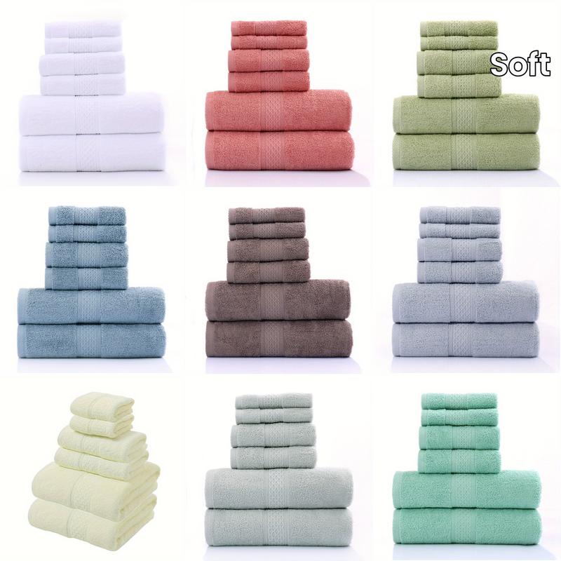 6-Piece Luxury Cotton Towel Suit-Super Soft and Absorbent, Including 2 Bath Towels, 2 Towel, 2 Towels-Perfect for Everyday Use in Family Bathrooms