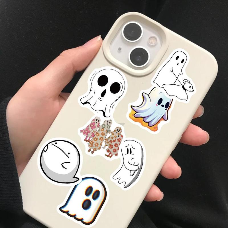 Cute Ghost Pattern Sticker, 100pcs Cartoon Ghost Decorative Sticker, DIY Decals for Water Bottle, Laptop, Phone Case, Scrapbooking, Journal Making