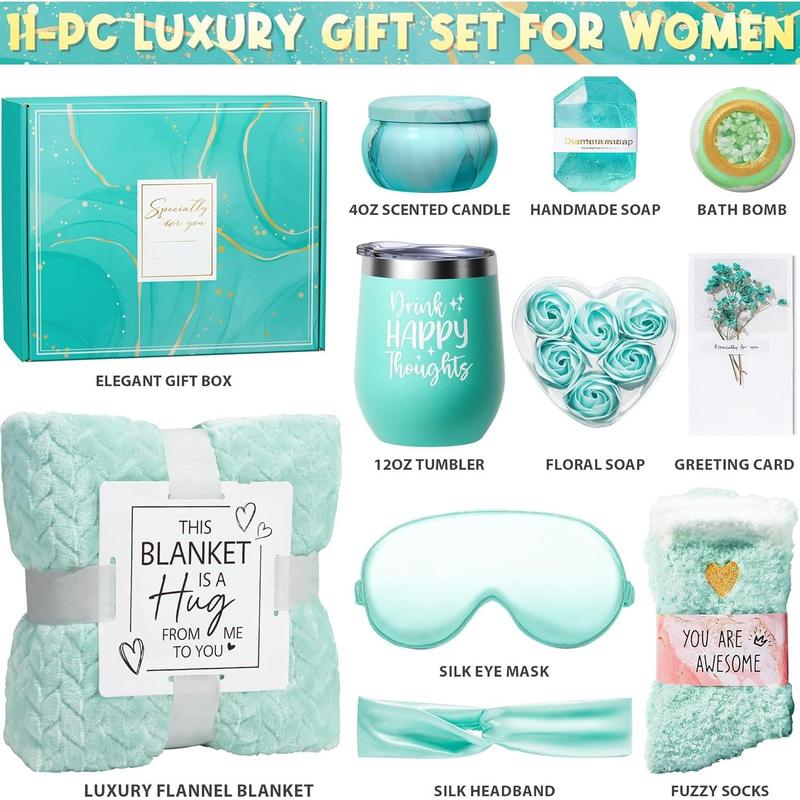 Birthday Gifts for Women Self Care Gifts Get Well Soon Gifts,  Relaxing  Gifts Basket Care Package w  Luxury Flannel Blanket,  Christmas Gifts Idea for Mom Her  Friends Sister Wife