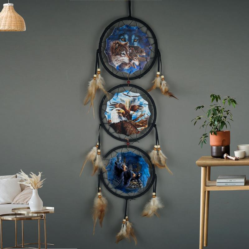 Wolf Dream Catcher Mandala All Canvas Printing Living Room Background Wall Layout, Wall And Door Decor, Suitable For TV Background Wall, Living Room, Dining Room, Entryway Wall And Other Decorations