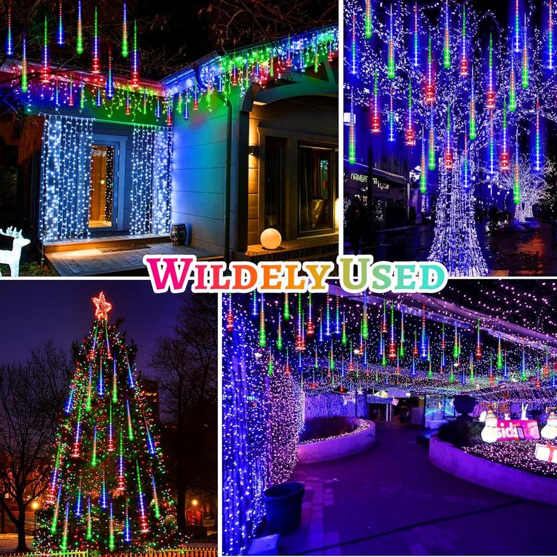 Meteor Shower Christmas Lights Decorations, Extendable Outdoor Waterproof Meteor Christmas Lights, Holiday Decorative Ambient Lighting Christmas Tree Decoration