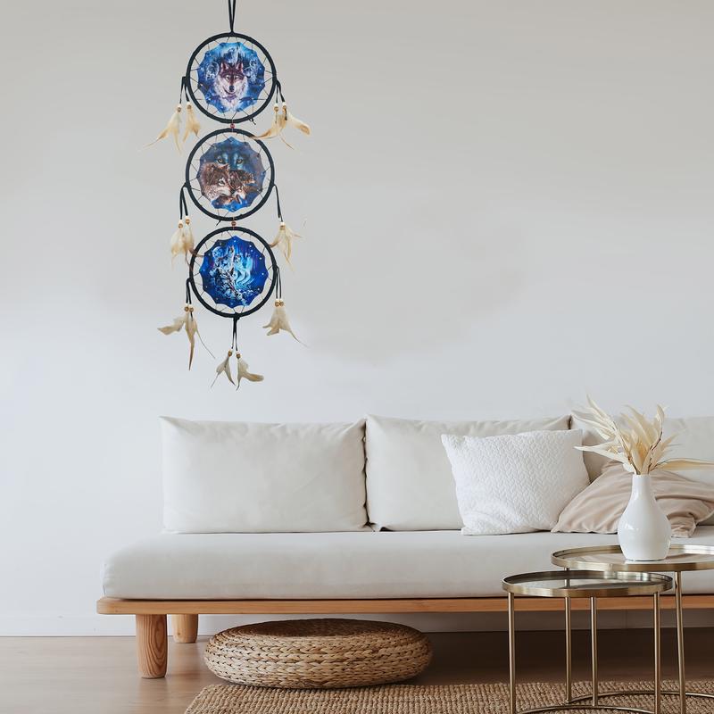 Wolf Dream Catcher Mandala All Canvas Printing Living Room Background Wall Layout, Wall And Door Decor, Suitable For TV Background Wall, Living Room, Dining Room, Entryway Wall And Other Decorations