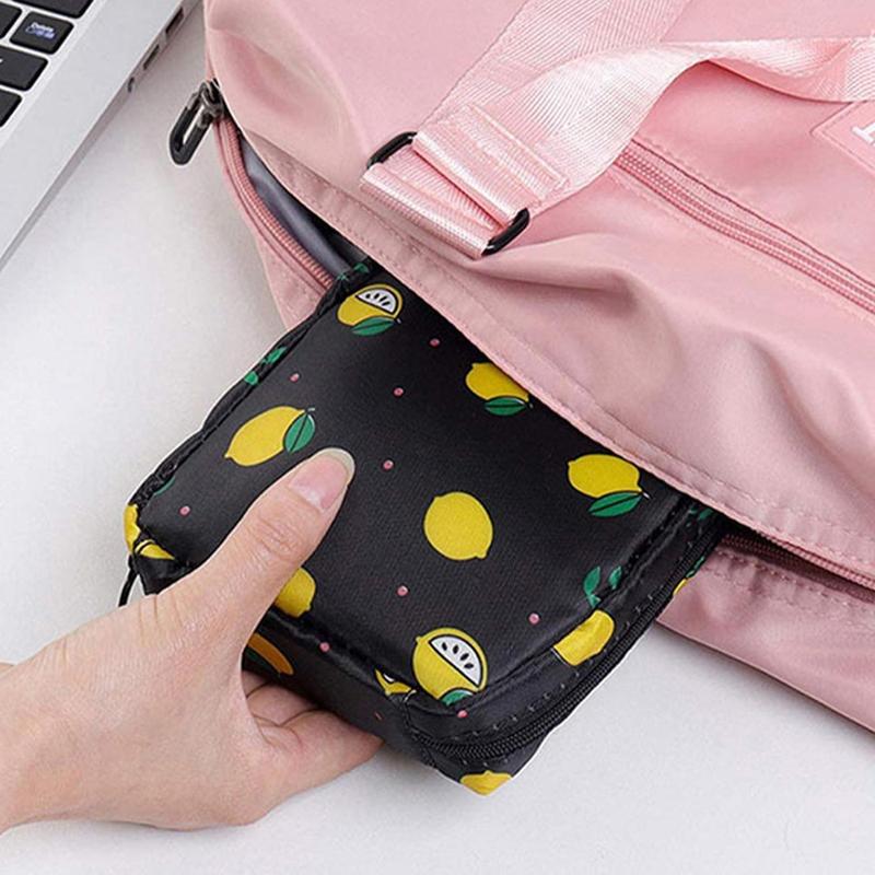 Portable Storage Bag, 1 Count Cartoon Pattern Zipper Data Cable Storage Bag, Travel Sanitary Napkin Bag