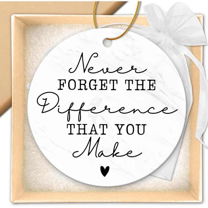 Thank You Gifts - Never Forget The Difference You Make Ceramic Ornament Keepsake Appreciation Gifts for Coworker, Boss, Employee, Teacher, Nurse Women Christmas Ideas Farewell Goodbye Leaving