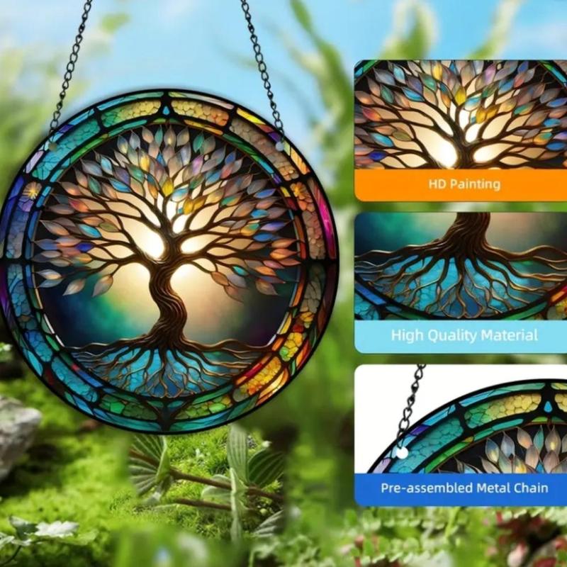 Tree Of Life Pattern Suncatcher, Summer Colorful Door Hanging Home Decor, Creative Hanging Decor for Home Garden Party, Room Decor Ideas