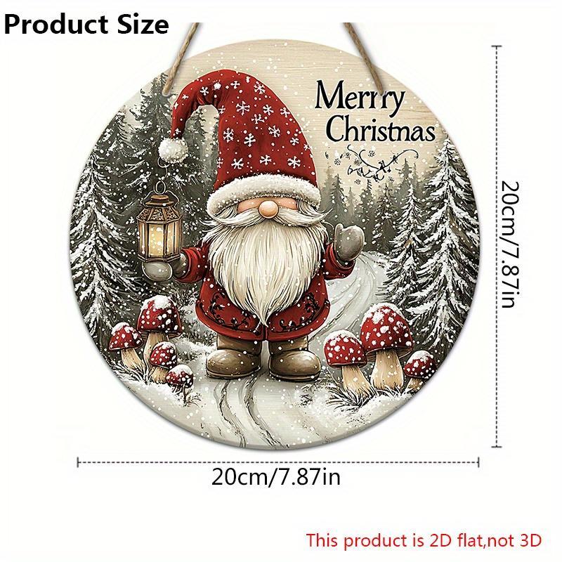 Merry Christmas Round Wooden Hanging Sign, Santa Claus Pattern Hanging Decor, Wall Hanging Decor for Home Living Room Bedroom