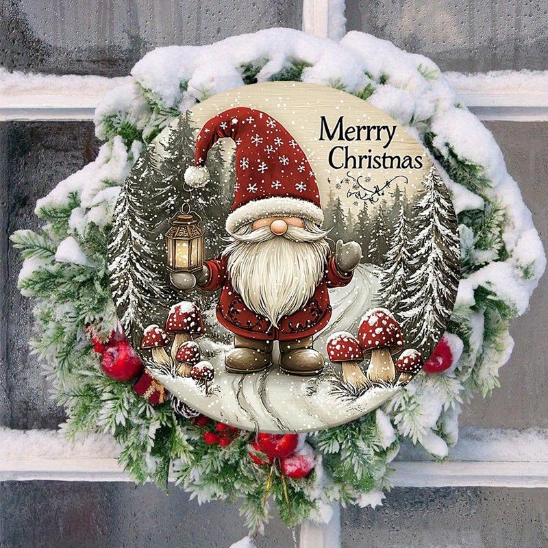 Merry Christmas Round Wooden Hanging Sign, Santa Claus Pattern Hanging Decor, Wall Hanging Decor for Home Living Room Bedroom