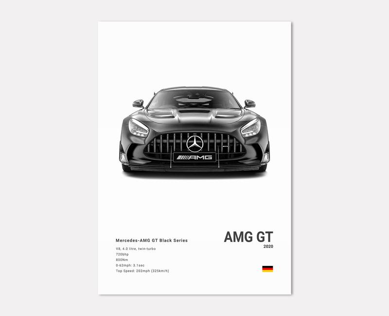 Mercedes-AMG GT Black Series Poster No Framed Prints, Gifts For Men, Vintage Cars Posters, Car Lovers Gifts, Car Wall Art Room Decor