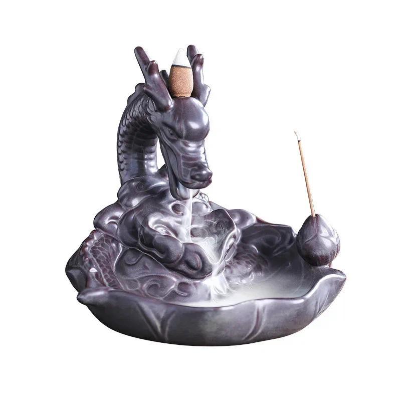 Dragon Design Backflow Incense Burner, 1 Count Ceramic Incense Holder, Aromatherapy Relaxation Gifts for Home and Office, Home Decor Supplies