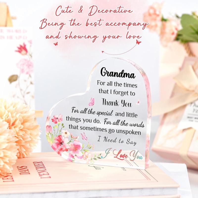 Grandma Christmas Gifts, Grandma Birthday Gifts - Decorative Acrylic Block Puzzle 3.9x3.3 inch, Mothers Day Birthday Gifts for Grandma Grandmother Nana, Xmas Gifts for Grandma from Granddaughter