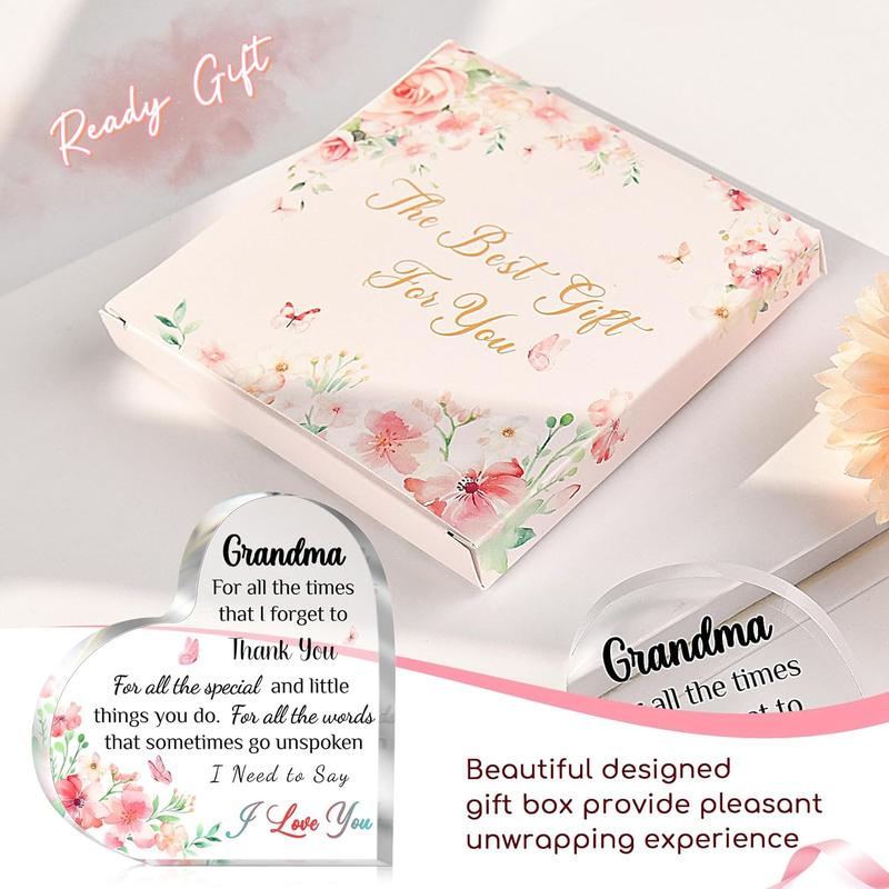 Grandma Christmas Gifts, Grandma Birthday Gifts - Decorative Acrylic Block Puzzle 3.9x3.3 inch, Mothers Day Birthday Gifts for Grandma Grandmother Nana, Xmas Gifts for Grandma from Granddaughter