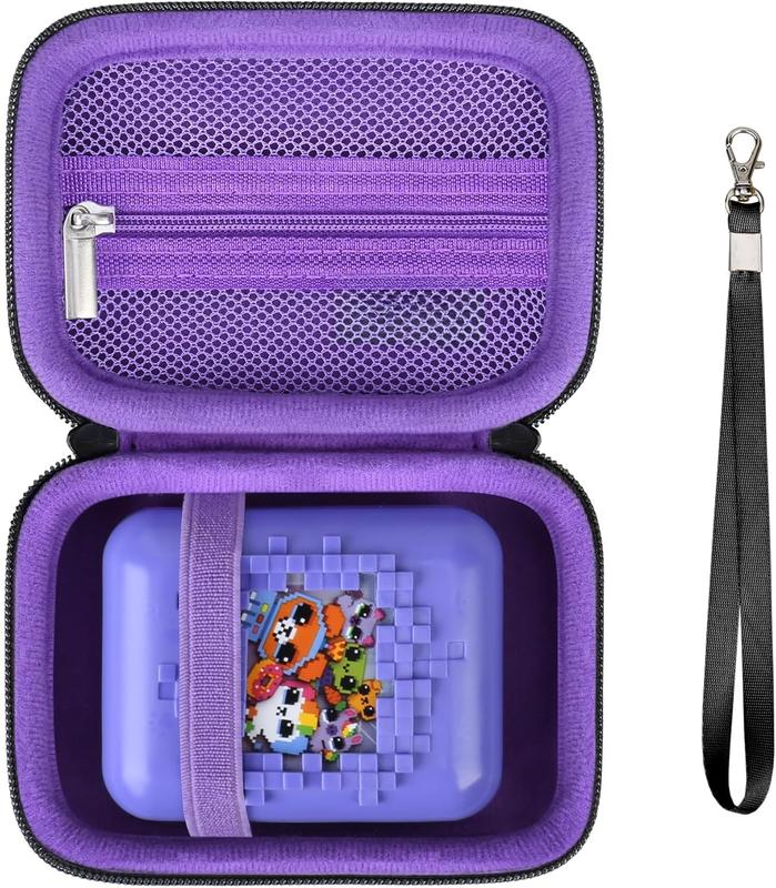 Carrying Case for Bitzee  Interactive Toy Magicals Interactive Toy Digital Pet, Gifts For Virtual Pet Enthusiast Girls & Boys, Travel Case with Mesh Pocket for Battery, Cable,Black+Purple