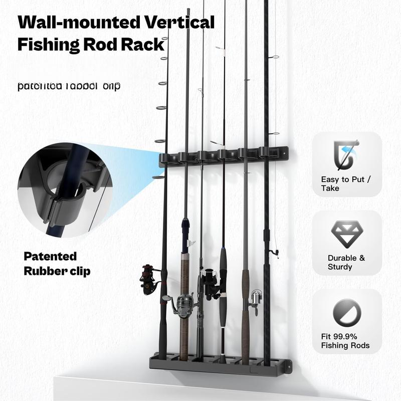 Wall Mount Fishing Rod Holders,Vertical Fishing Pole Storage Rack for Garage 2 Packs