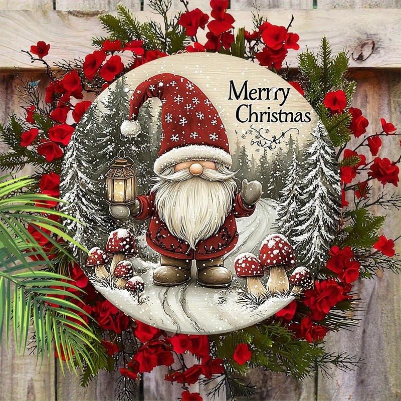 Merry Christmas Round Wooden Hanging Sign, Santa Claus Pattern Hanging Decor, Wall Hanging Decor for Home Living Room Bedroom