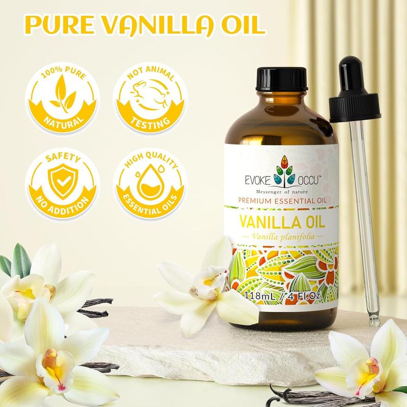 Vanilla Essential Oil 4 Fl Oz, Pure Vanilla Oil for Skin, Diffuser, Aromatherapy - 118ml