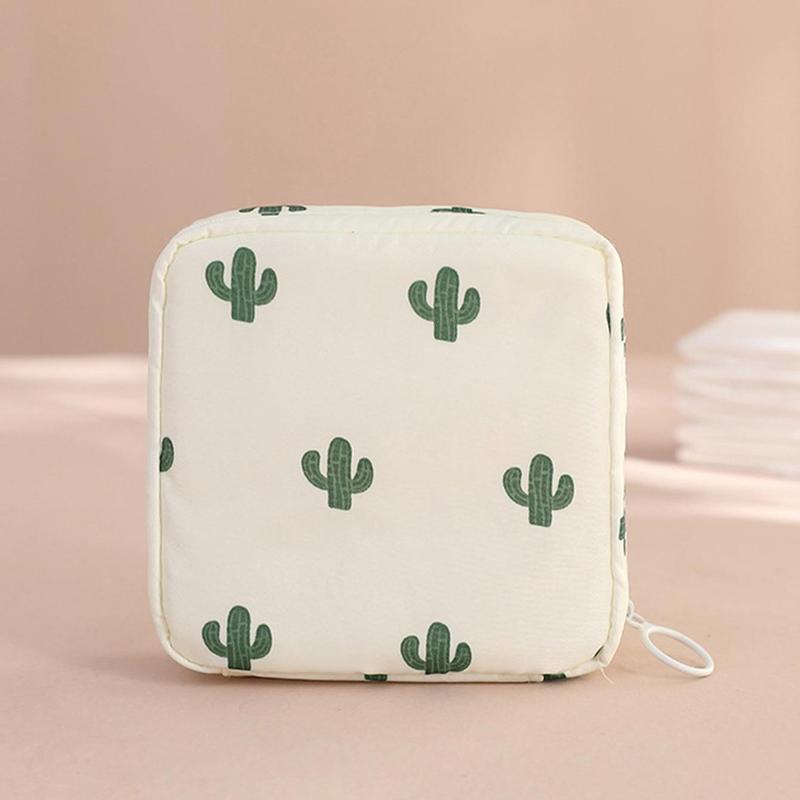 Portable Storage Bag, 1 Count Cartoon Pattern Zipper Data Cable Storage Bag, Travel Sanitary Napkin Bag