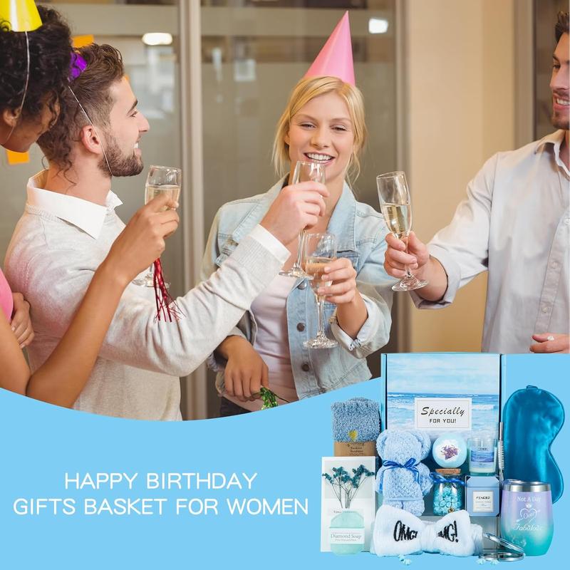 Birthday Gifts for Women,Blue Gift Basket for Women Friendship Gift Relaxing Gift Set Christmas Gift Unique Gift Ideas for Women,Women Gift Box for Best Friend Mom Sister Girlfriend Birthday Presents