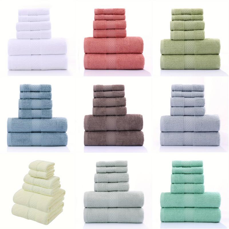 6-Piece Luxury Cotton Towel Suit-Super Soft and Absorbent, Including 2 Bath Towels, 2 Towel, 2 Towels-Perfect for Everyday Use in Family Bathrooms