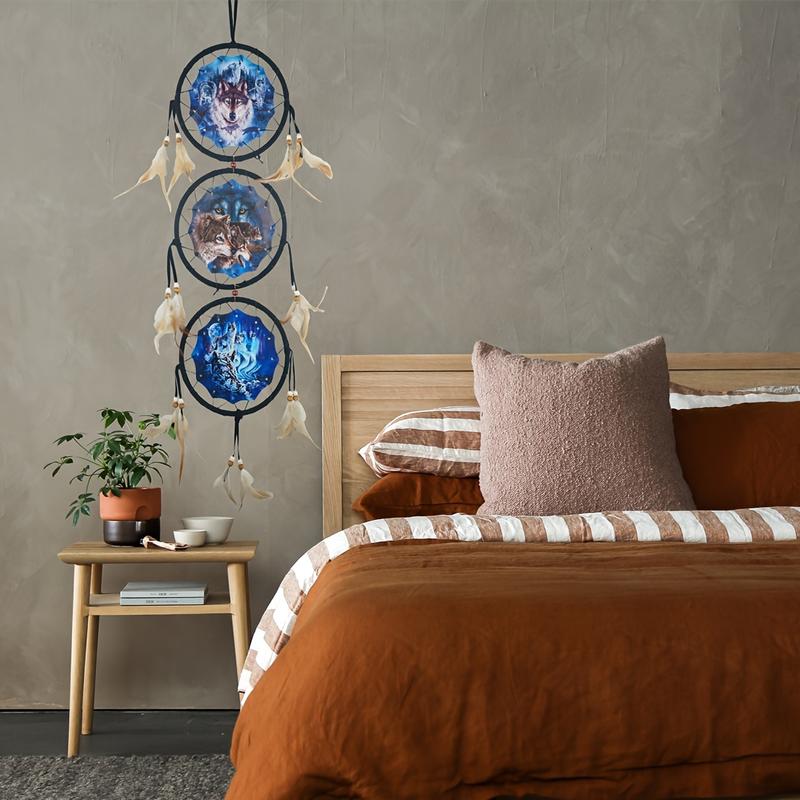 Wolf Dream Catcher Mandala All Canvas Printing Living Room Background Wall Layout, Wall And Door Decor, Suitable For TV Background Wall, Living Room, Dining Room, Entryway Wall And Other Decorations