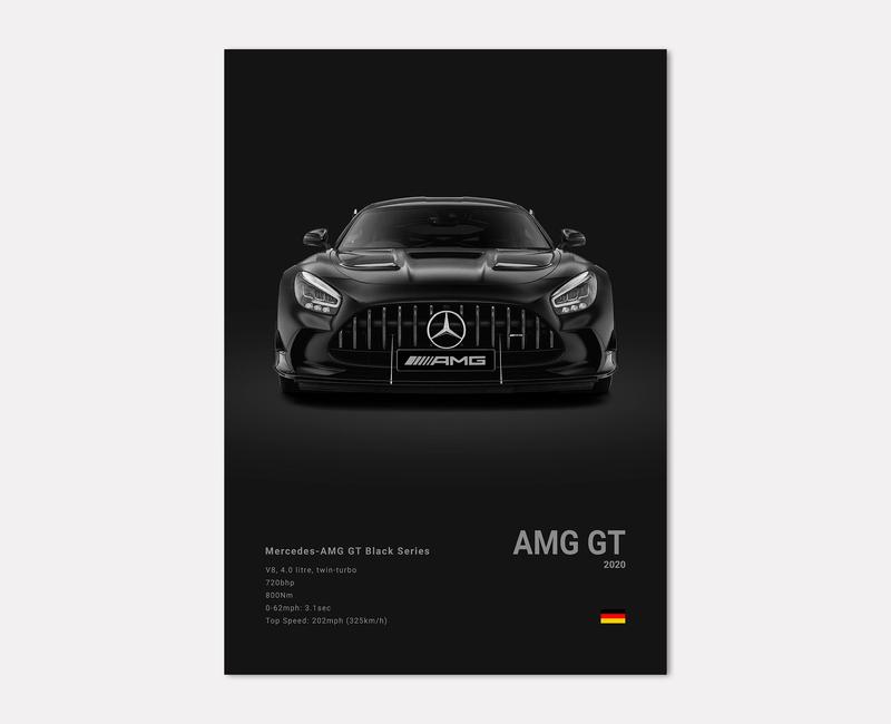 Mercedes-AMG GT Black Series Poster No Framed Prints, Gifts For Men, Vintage Cars Posters, Car Lovers Gifts, Car Wall Art Room Decor