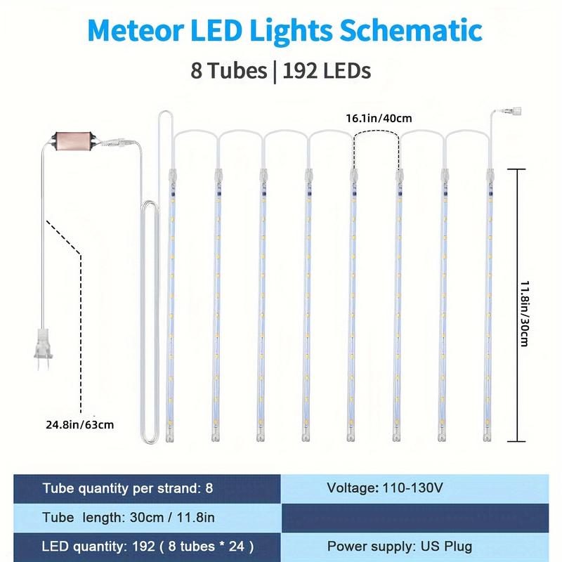 Meteor Shower Christmas Lights Decorations, Extendable Outdoor Waterproof Meteor Christmas Lights, Holiday Decorative Ambient Lighting Christmas Tree Decoration