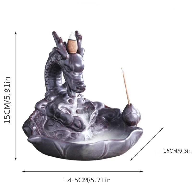 Dragon Design Backflow Incense Burner, 1 Count Ceramic Incense Holder, Aromatherapy Relaxation Gifts for Home and Office, Home Decor Supplies