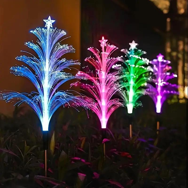 Christmas Solar Powered Tree Shaped Light, 2 4Counts Waterproof LED Decorative Light,Outdoor Decorative Light for Garden Path HolidayDecoration