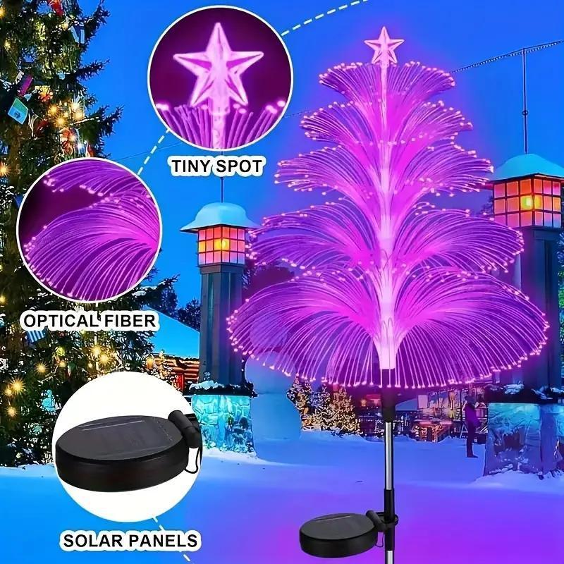 Christmas Solar Powered Tree Shaped Light, 2 4Counts Waterproof LED Decorative Light,Outdoor Decorative Light for Garden Path HolidayDecoration