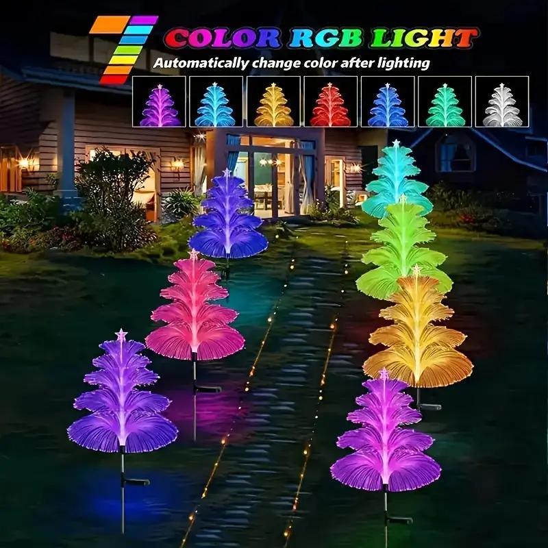 Christmas Solar Powered Tree Shaped Light, 2 4Counts Waterproof LED Decorative Light,Outdoor Decorative Light for Garden Path HolidayDecoration