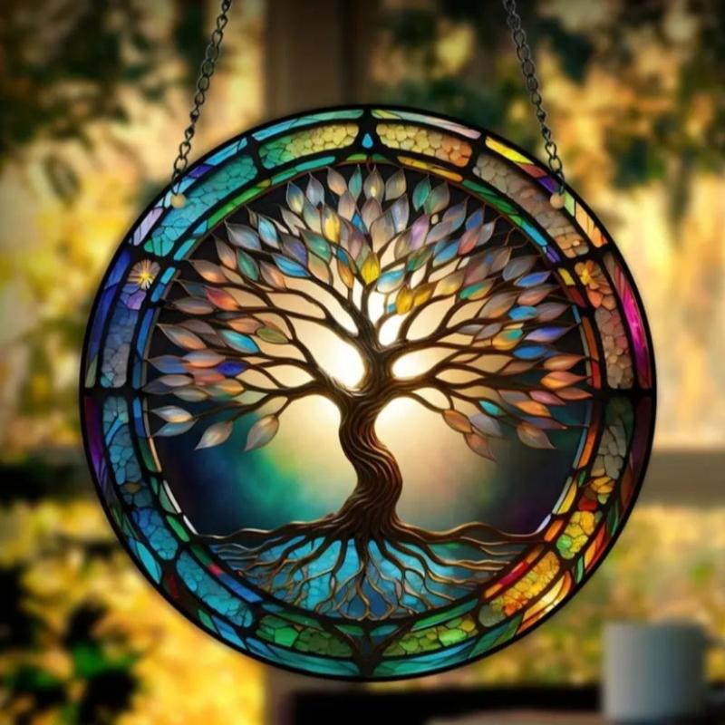 Tree Of Life Pattern Suncatcher, Summer Colorful Door Hanging Home Decor, Creative Hanging Decor for Home Garden Party, Room Decor Ideas