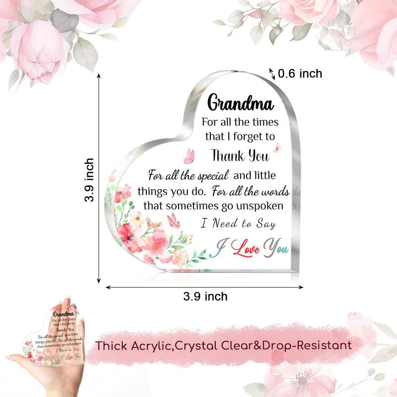 Grandma Christmas Gifts, Grandma Birthday Gifts - Decorative Acrylic Block Puzzle 3.9x3.3 inch, Mothers Day Birthday Gifts for Grandma Grandmother Nana, Xmas Gifts for Grandma from Granddaughter