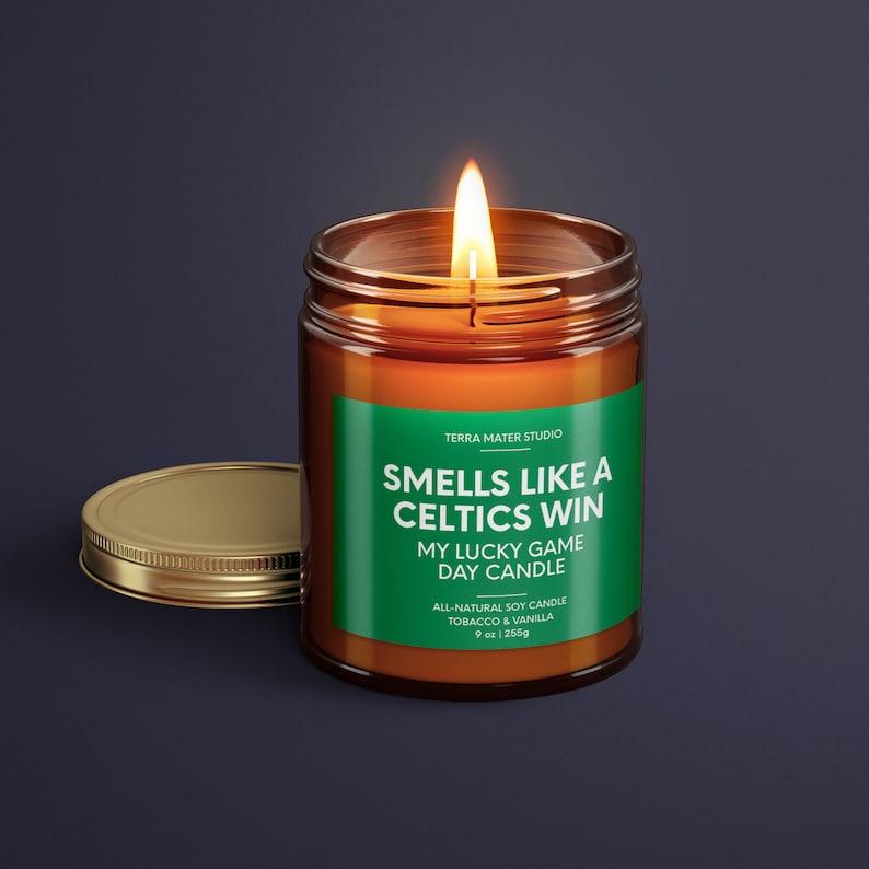 Smells Like A Celtics Win Candle | Lucky Game Day Candle | Soy Candle | Celtics Gift | Game Day Decor | Celtics Fan Gift