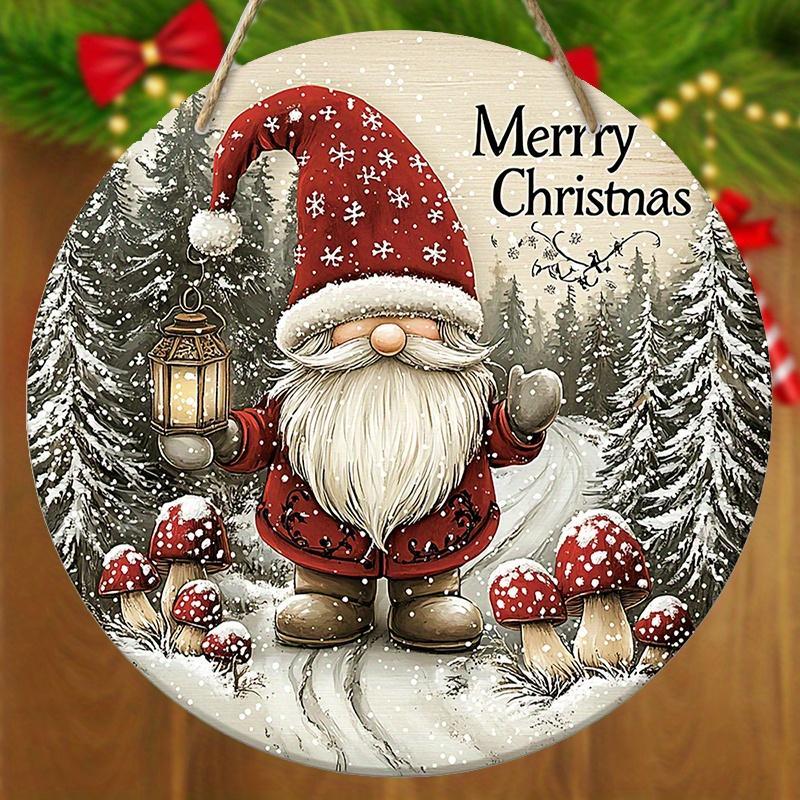 Merry Christmas Round Wooden Hanging Sign, Santa Claus Pattern Hanging Decor, Wall Hanging Decor for Home Living Room Bedroom